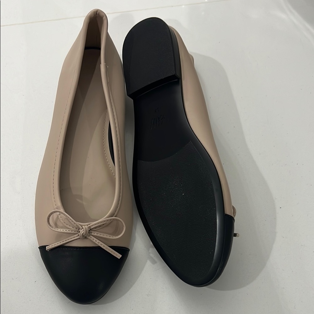 H&M Cream and Black Ballet Flats with Bow